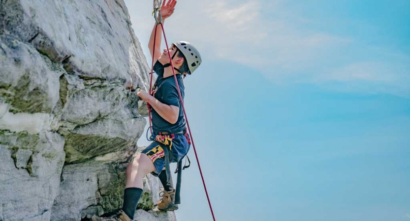 teens learn rock climbing skills potomac river